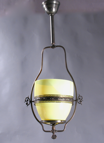 Gas Harp with Vaseline Glass Shade